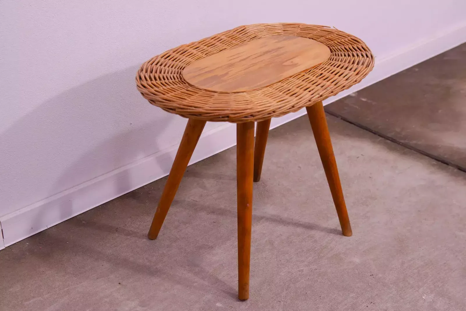 Mid Century Rattan Stool By Jan Kalous For úluv, 1960´S, Czechoslovakia photo Furniture