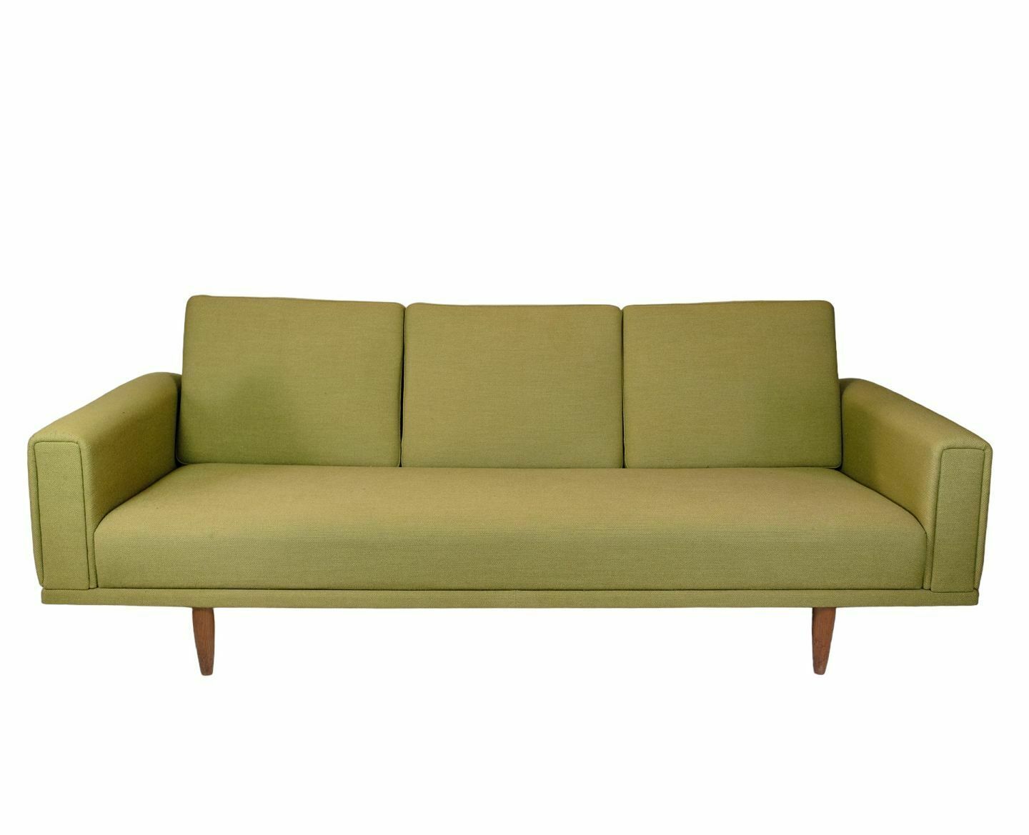 Three Person Sofa In Green Fabric & Oak By Illum Wikkelsø From 1960s