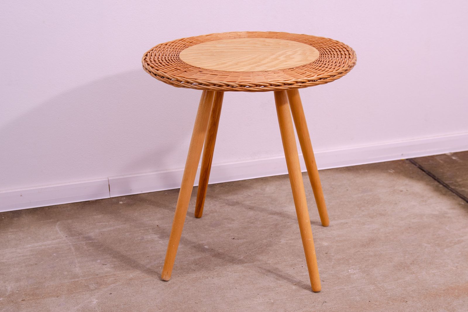 Mid Century Rattan Coffe Table By Jan Kalous For úluv, 1960´S, Czechoslovakia