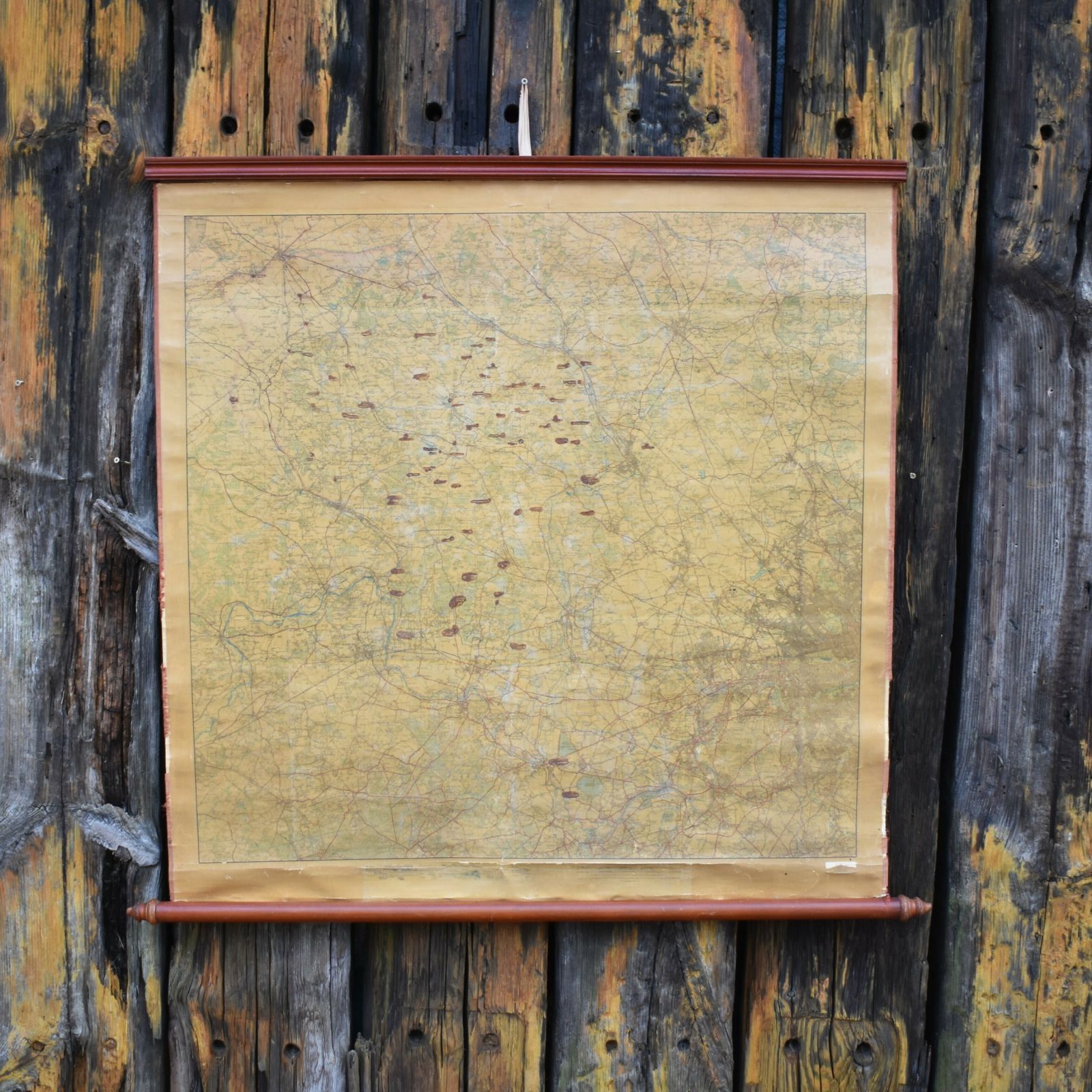 Antique Hertordshire Chiltern Watford North London Linen Backed Wall Hanging Map