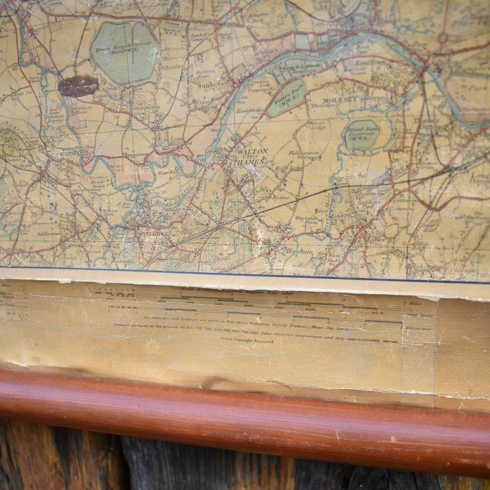 Antique Hertordshire Chiltern Watford North London Linen Backed Wall Hanging Map photo for sale