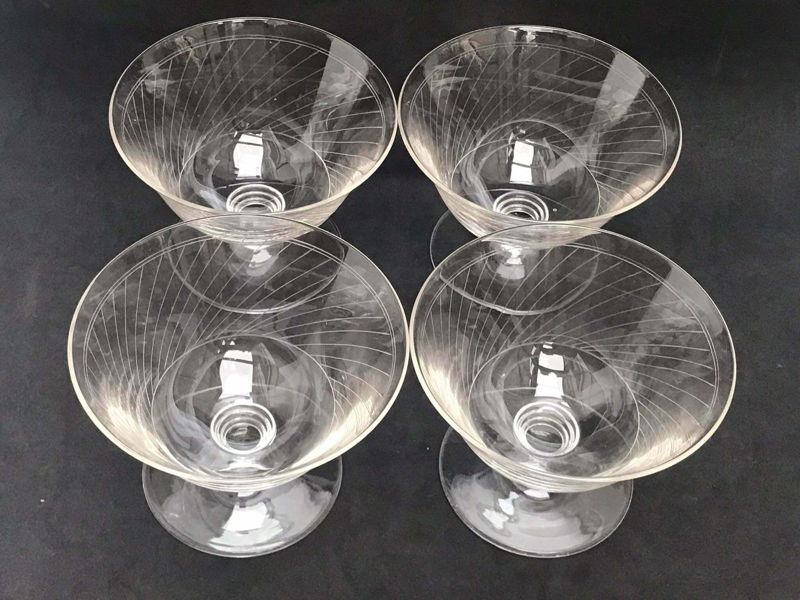 photo for sale 4 Antique Champagne Coupes Glasses Crystal Cut Coupes 1920s French Set 2 Stem Bar Cart Decor Wedding Bartender Cocktail Glasses Gift