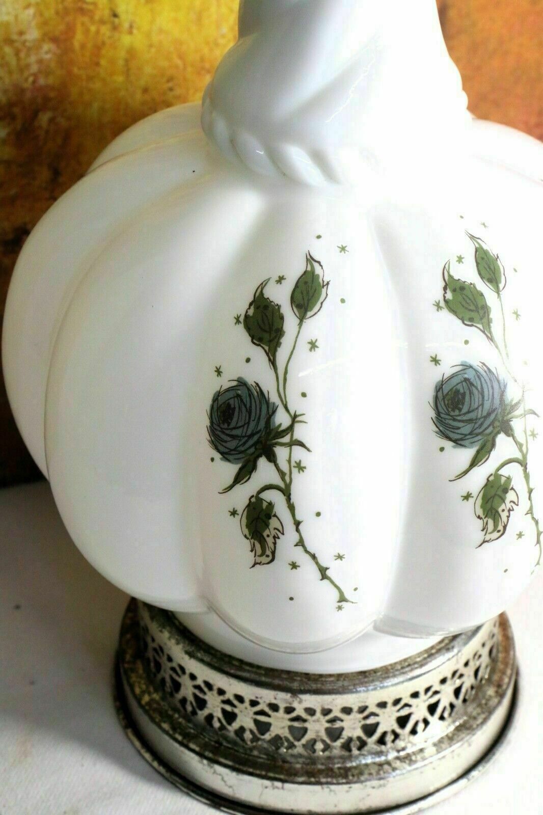Vintage Table Lamp French Moulded Milk Glass Lamp Mid 20th Century White Glass photo for sale