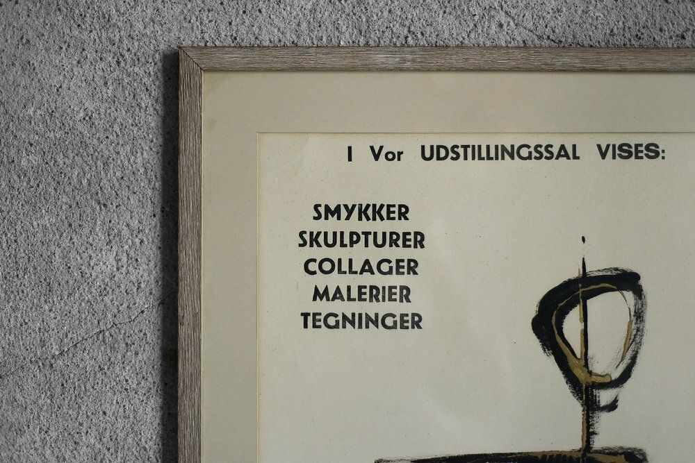 Exhibition Poster By Aurelio Teno, Denmark, 1965, Framed photo vinterior
