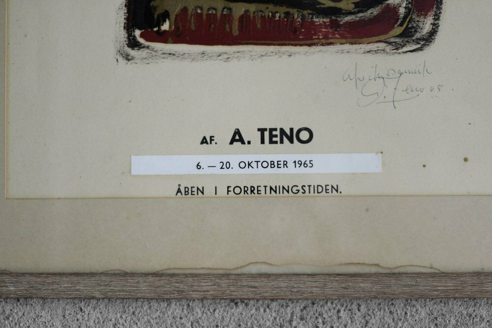 Exhibition Poster By Aurelio Teno, Denmark, 1965, Framed photo buy