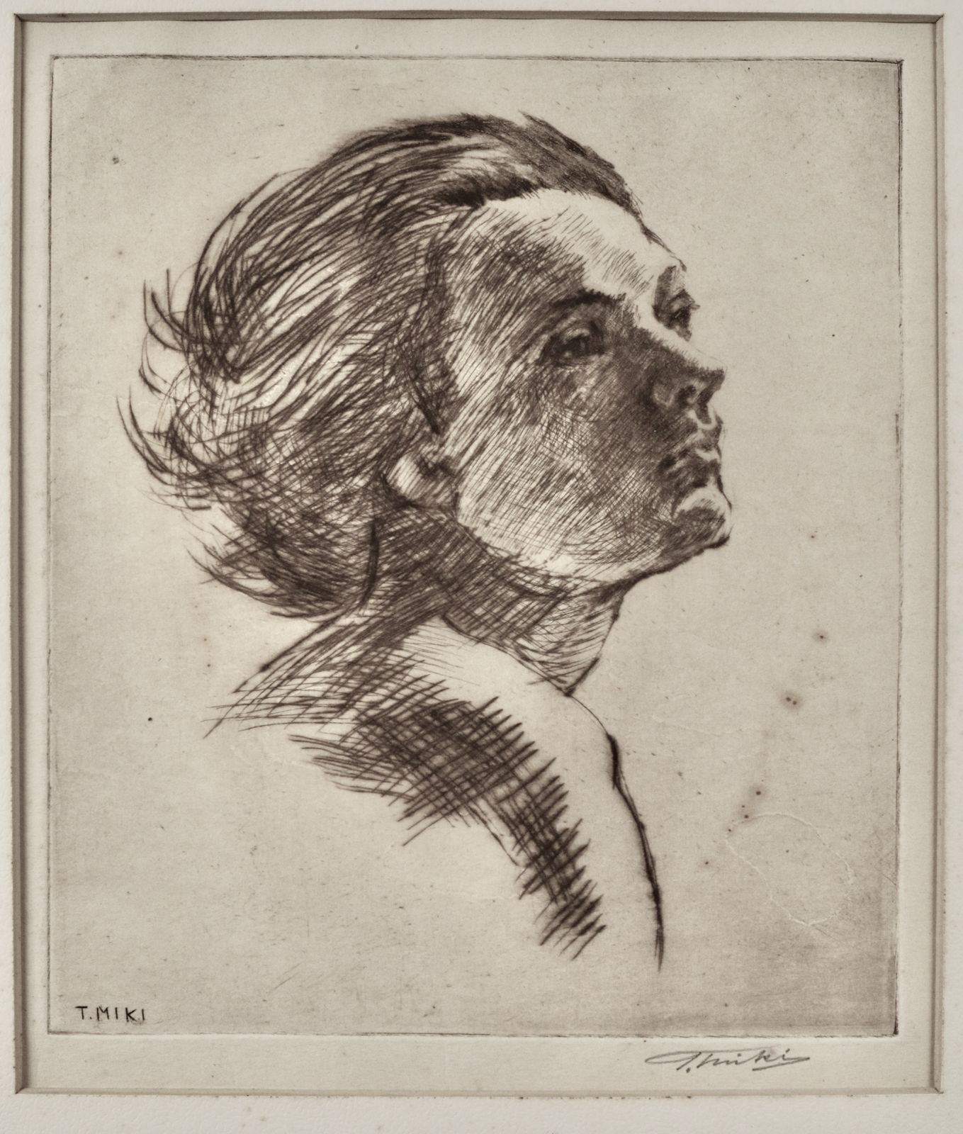 Etching Head Of Girl   Miki Tatsuo (B.1904) Japanese Hand Signed **Reduced**