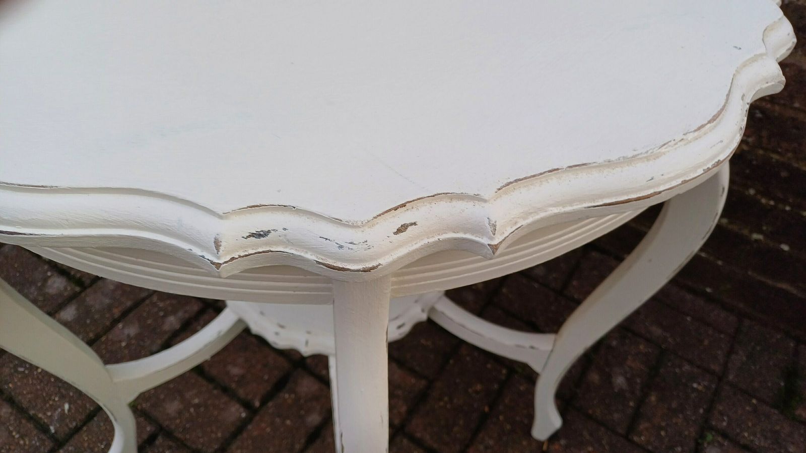 Superb Large Vintage Circular Painted Occasional Side Table In Farrow And Ball Wimborne White. Totally Unque. photo Furniture