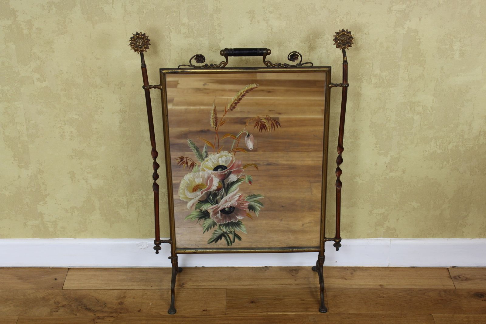 Victorian Aesthetic Movement Mirrored Brass Firescreen C 1880 photo furniture