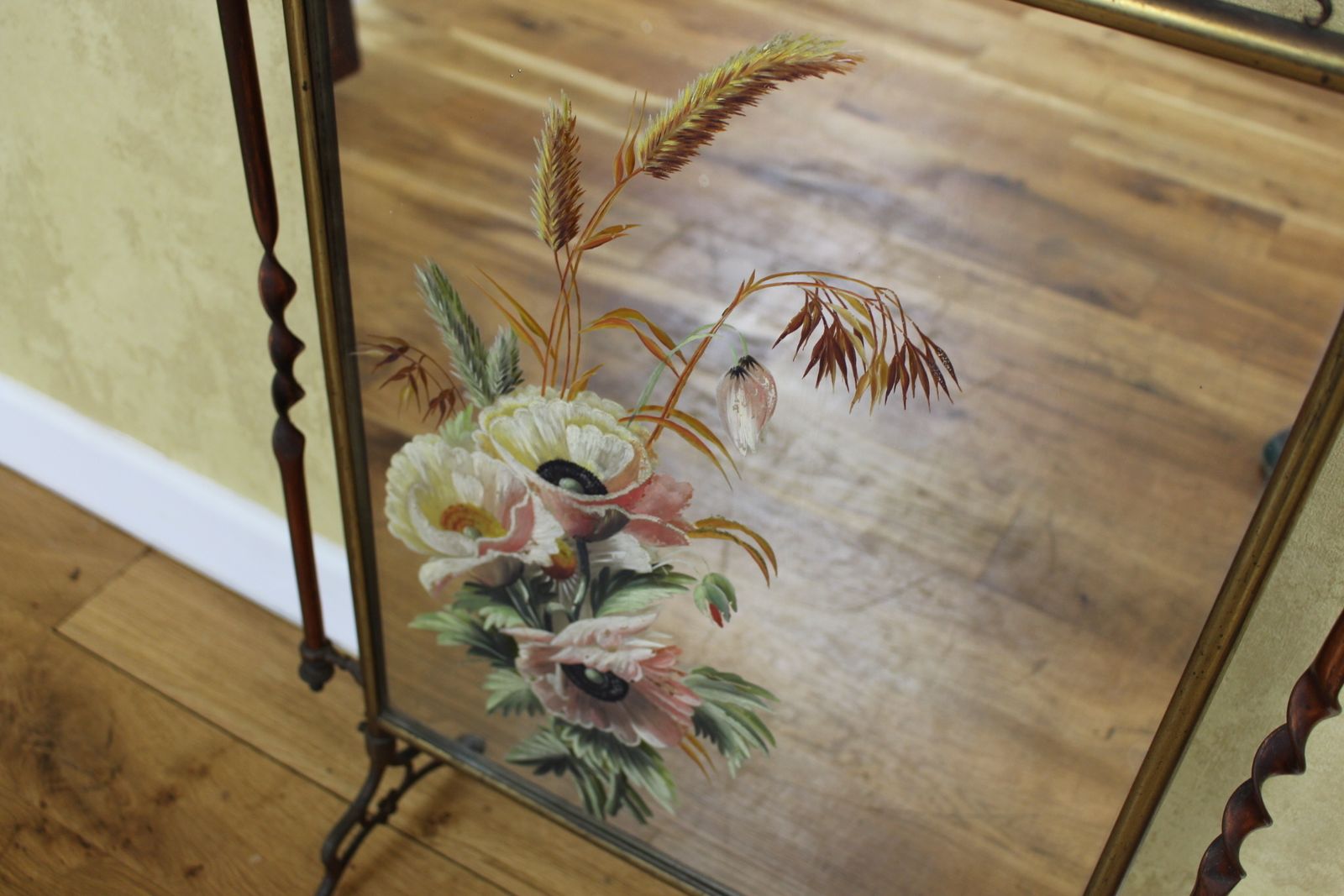 Victorian Aesthetic Movement Mirrored Brass Firescreen C 1880 photo Home Fixtures