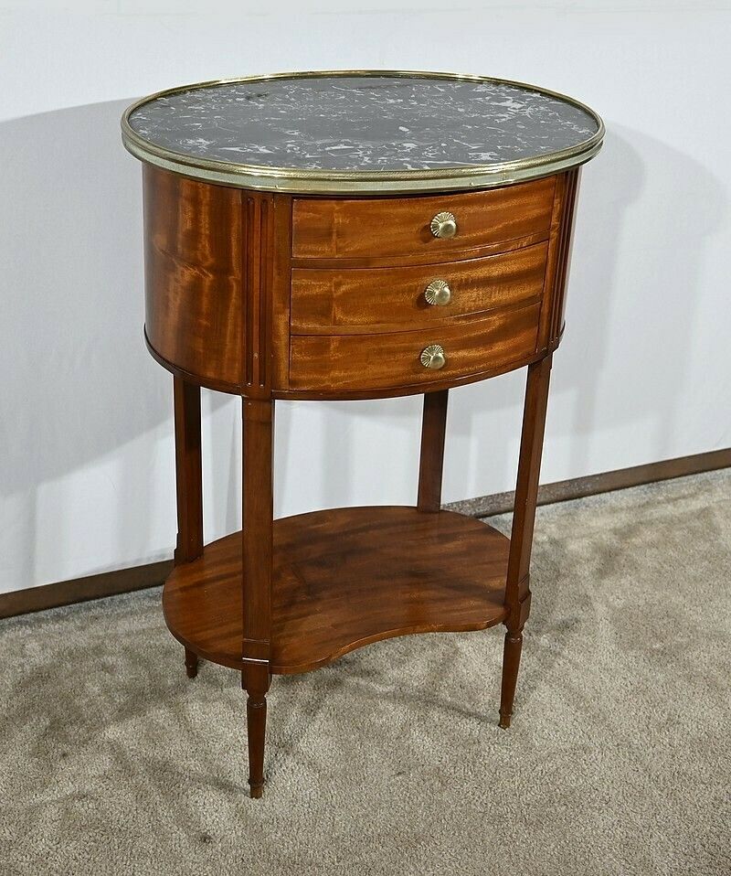 Small Mahogany Drum Table, Louis XVI Style – 1st Half Of The 20th Century photo for sale