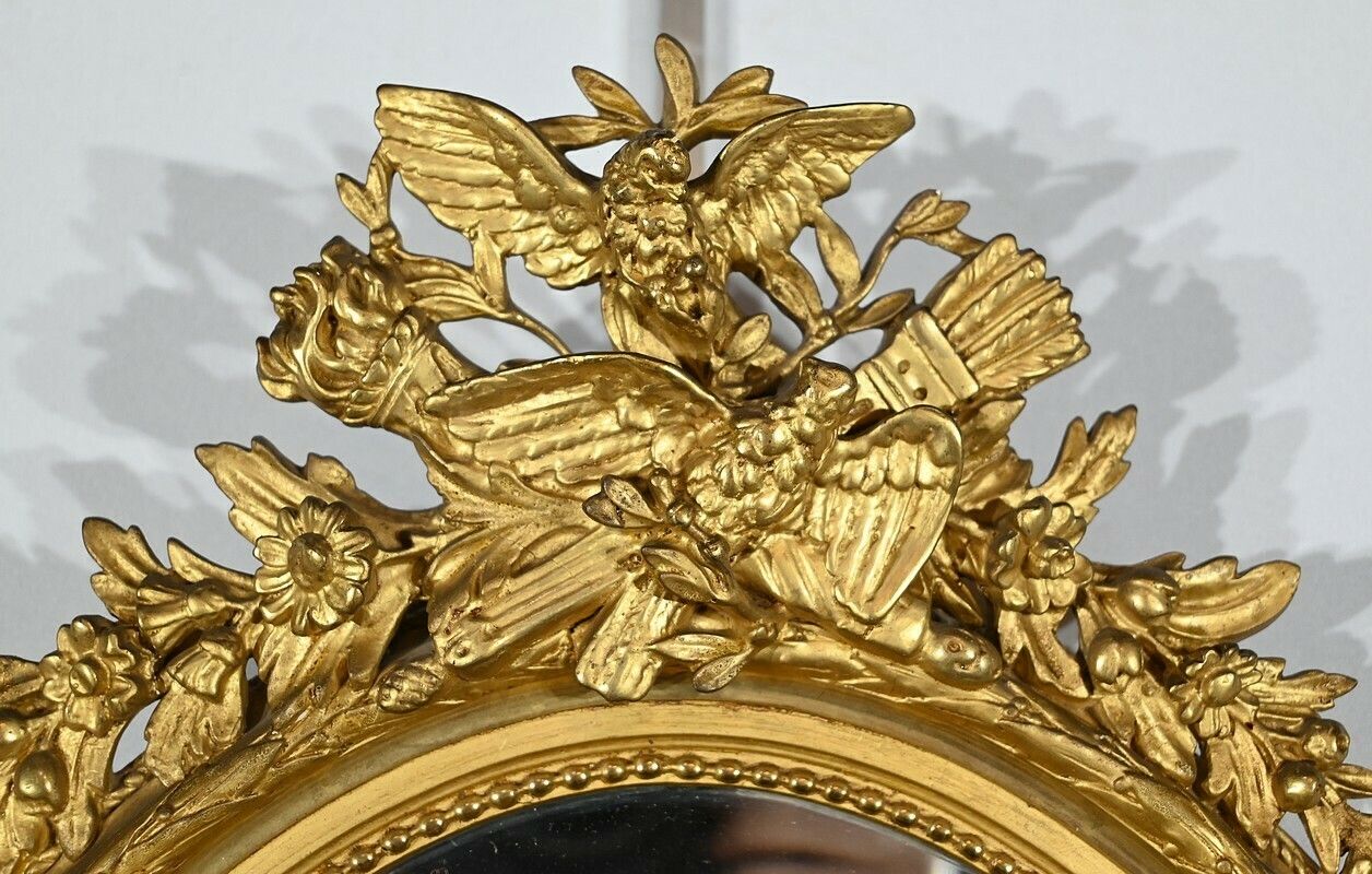 Oval Mirror In Golden Wood, Louis XVI Style – 2nd Part 19th Century photo Home Decor