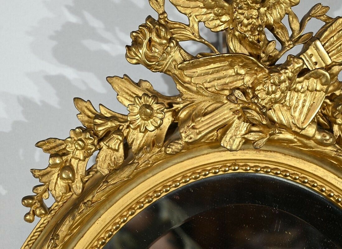 Oval Mirror In Golden Wood, Louis XVI Style – 2nd Part 19th Century photo 1245.96774157