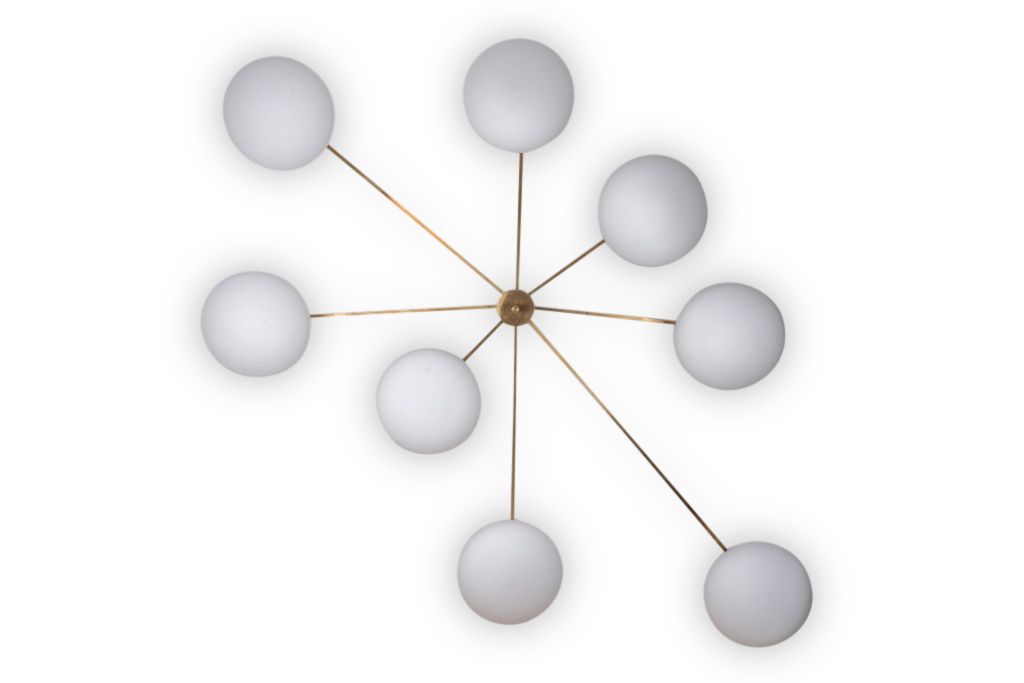 Angelo Lelli. Wall Lamp, Or Suspension, In Brass And Opaline. Contemporary. photo Lighting