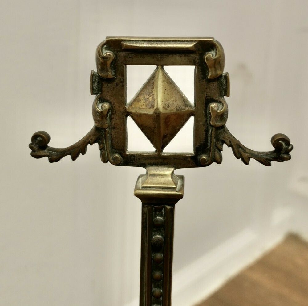 A Pair Of Tall Victorian Brass Andirons Or Tool Rests photo Home Fixtures