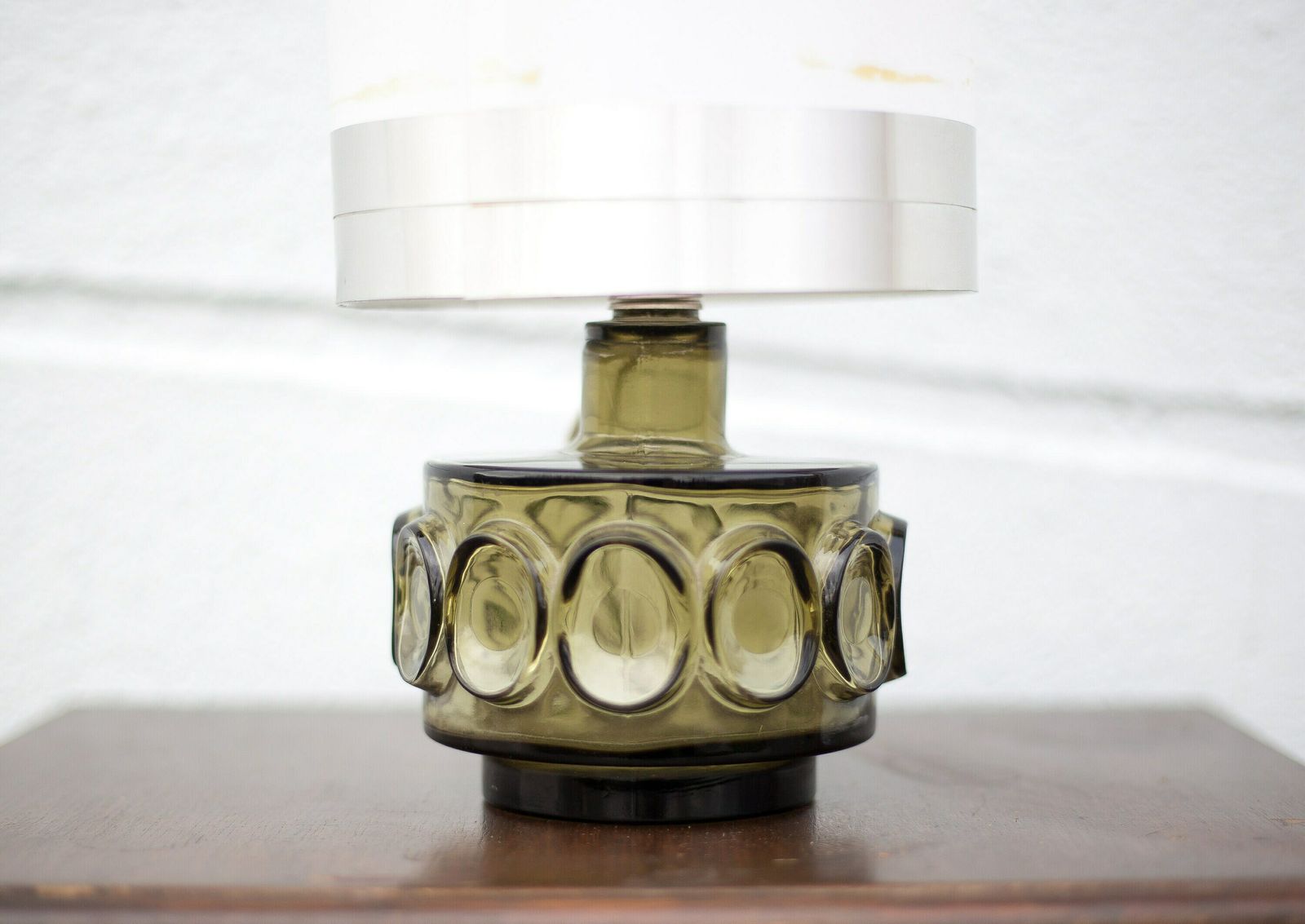 60's Vintage Bedside Glass Lamp Signed Robert De Schuytener photo 155.0