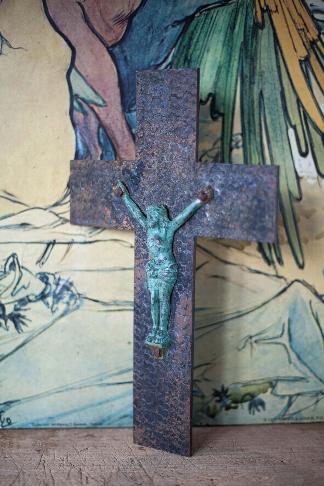 Signed Cross With Christ Wrought Iron Crucifix Religious Cross photo Art