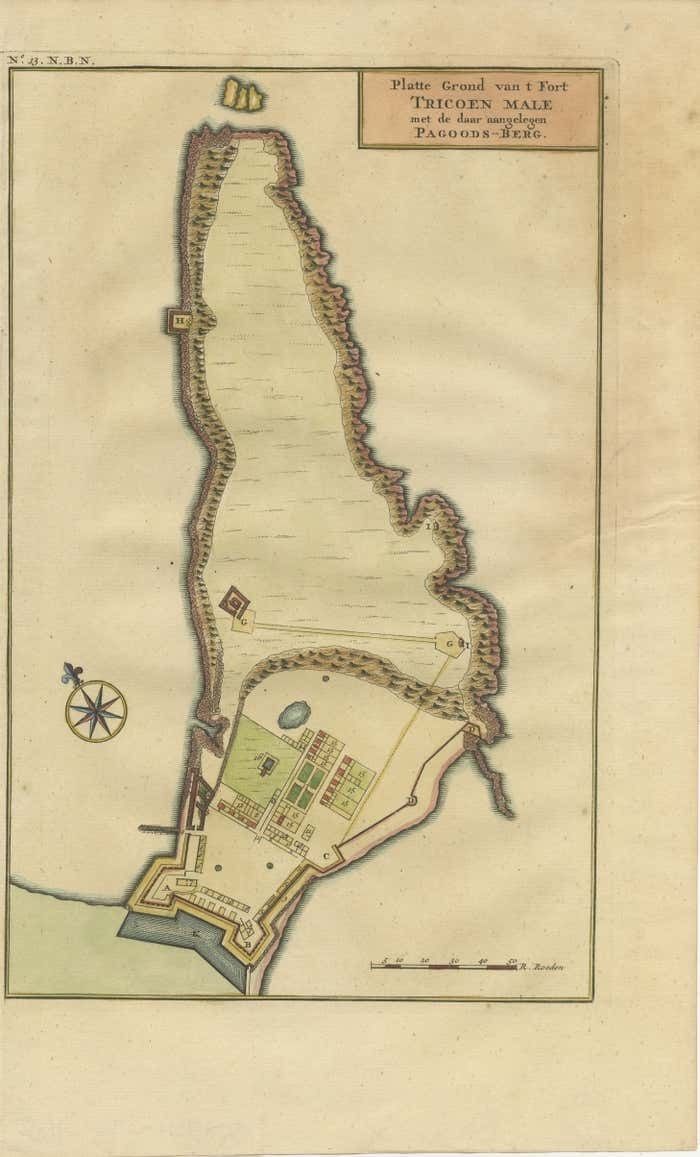 Print Of A Dutch Voc Fort On The Peninsula Trincomalee, Ceylon (Sri Lanka), 1726 photo furniture