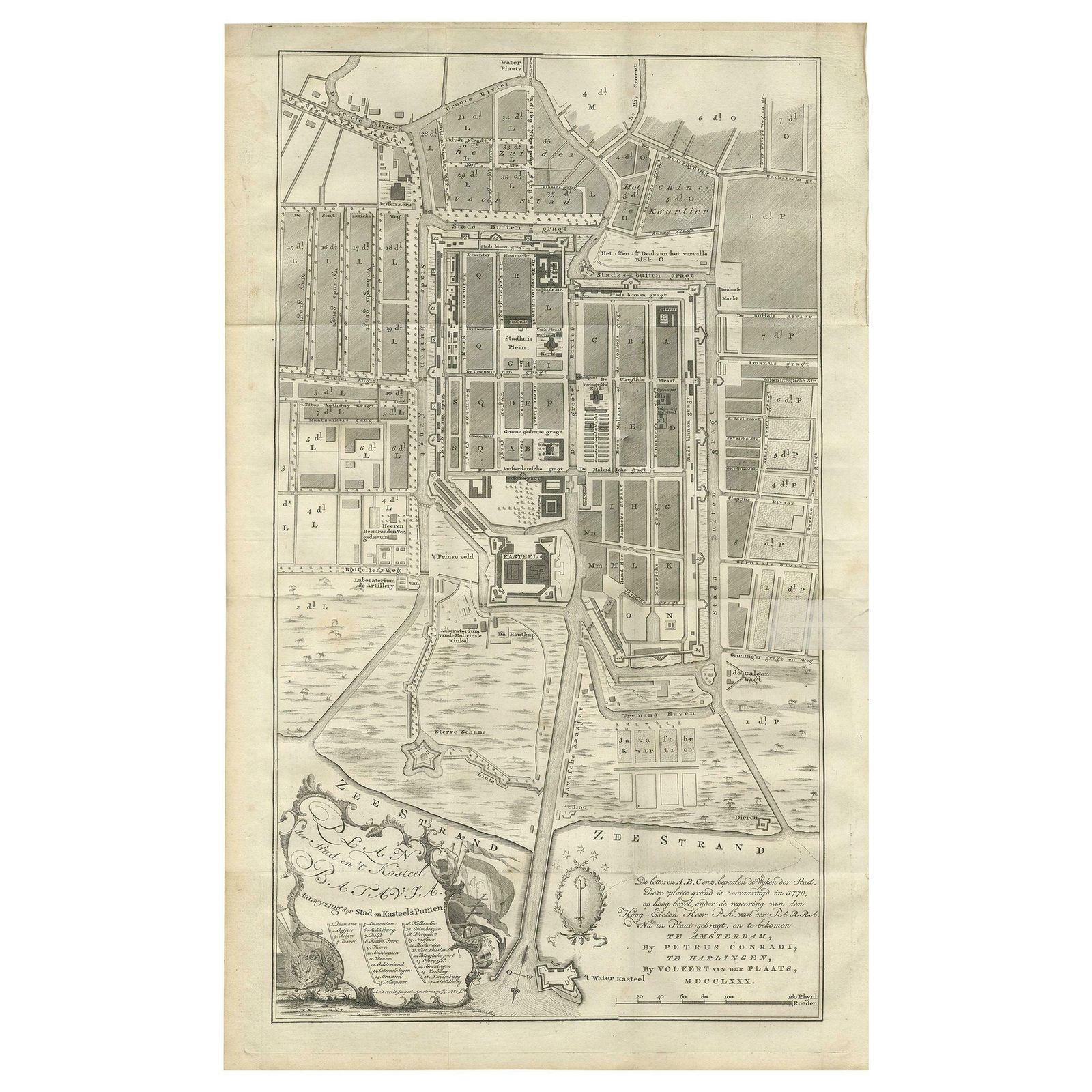 Antique Plan Of Batavia By Van Krevelt, 'Circa 1780'