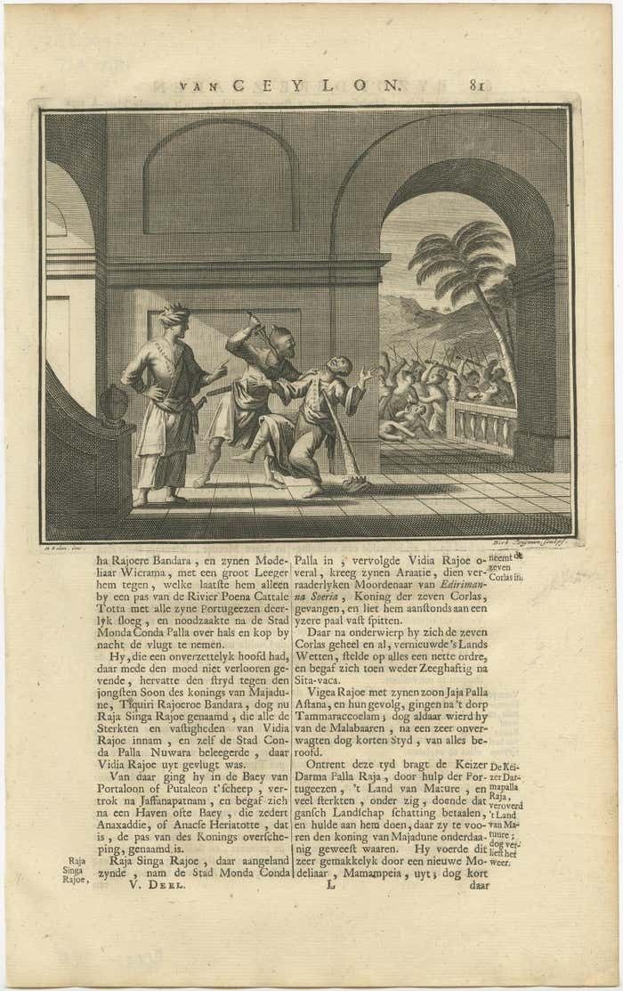 Antique Print Of A Battle In Vidia Rajoe In India 1726 photo 243.0