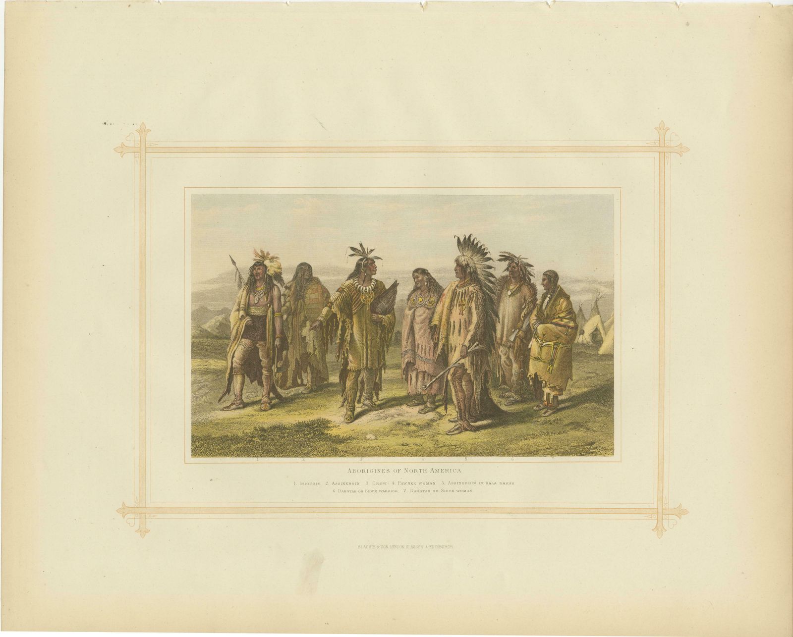 Antique Lithograph Of The Aborigines Of North America, 1882 photo for sale