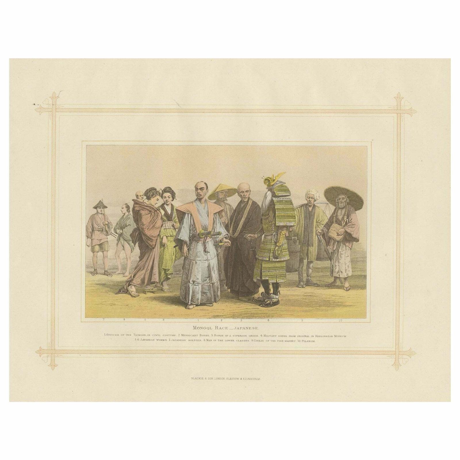 Antique Lithograph Of The Mongol Race   Japanese, 1882