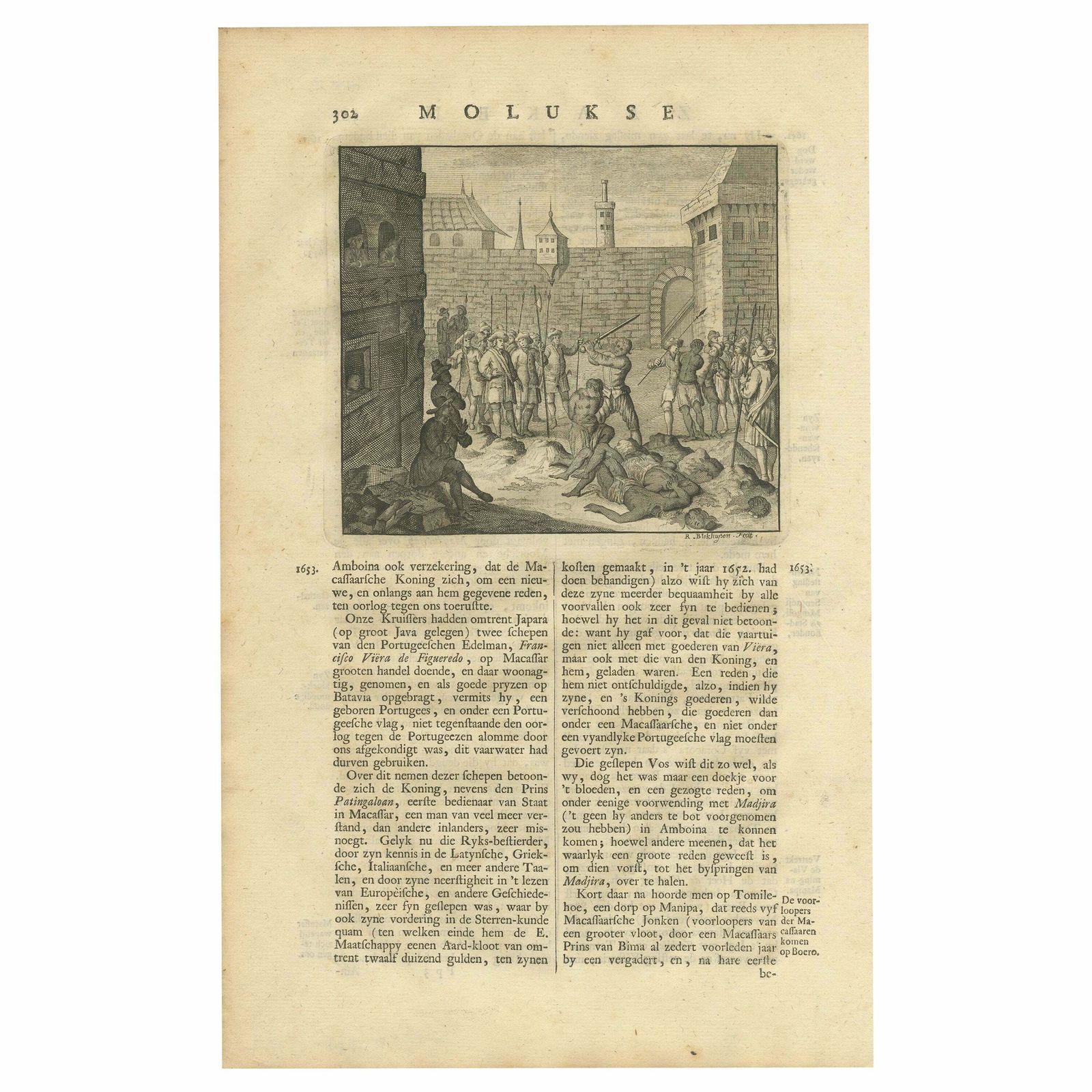 Antique Print Of The Decapitation Of Regent Terbile By Valentijn 1726