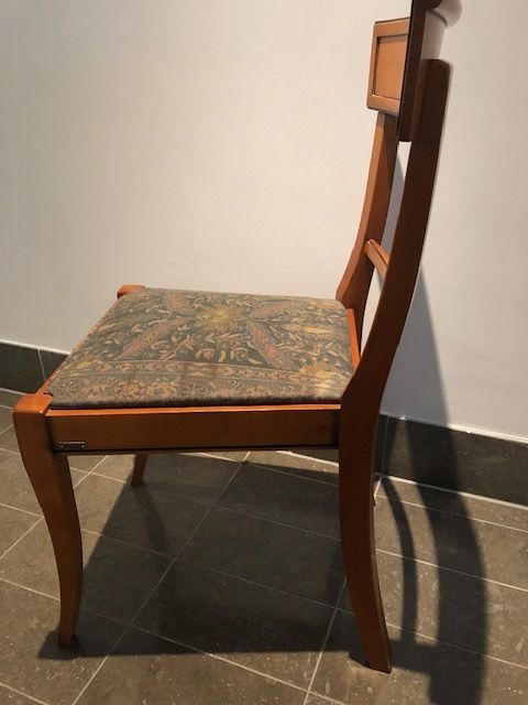 Grange France Cherry Wood Set Of 4 Dining Chairs With Floral Upholstery photo furniture