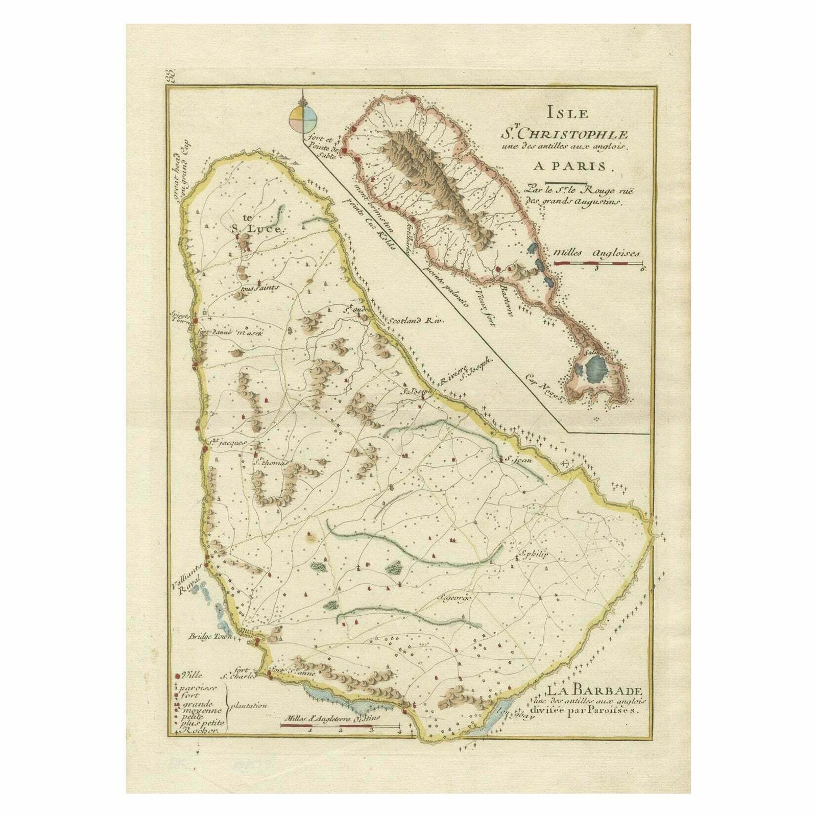 Barados And St Christopher Or St Kitts And Nevis Islands In The Caribbean 1748