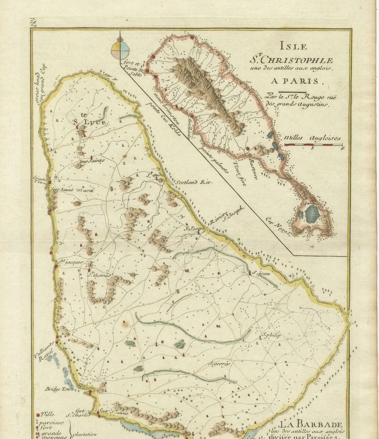 Barados And St Christopher Or St Kitts And Nevis Islands In The Caribbean 1748 photo Art