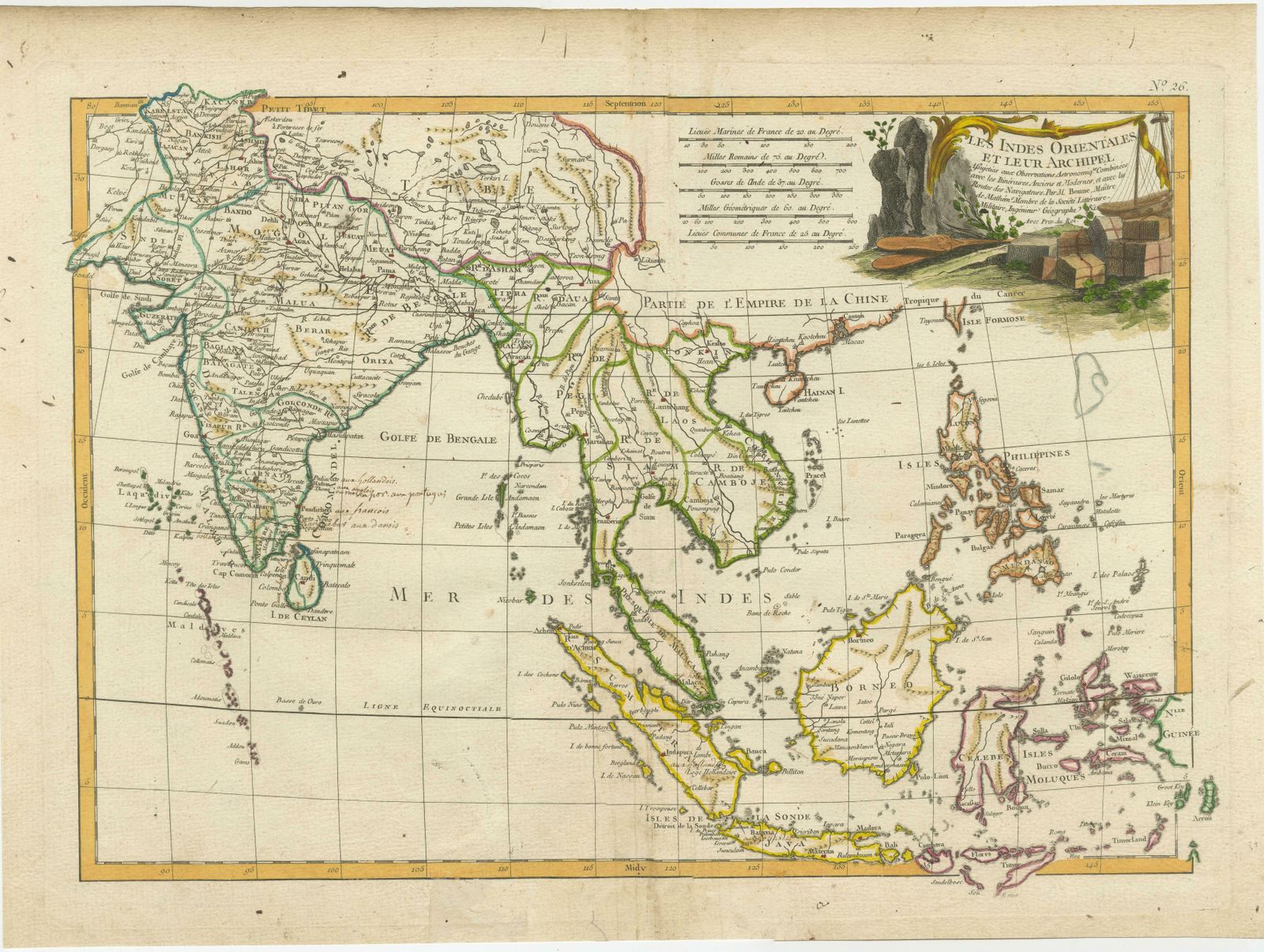 Antique Map Of Southeast Asia With Decorative Allegorical Cartouche photo furniture