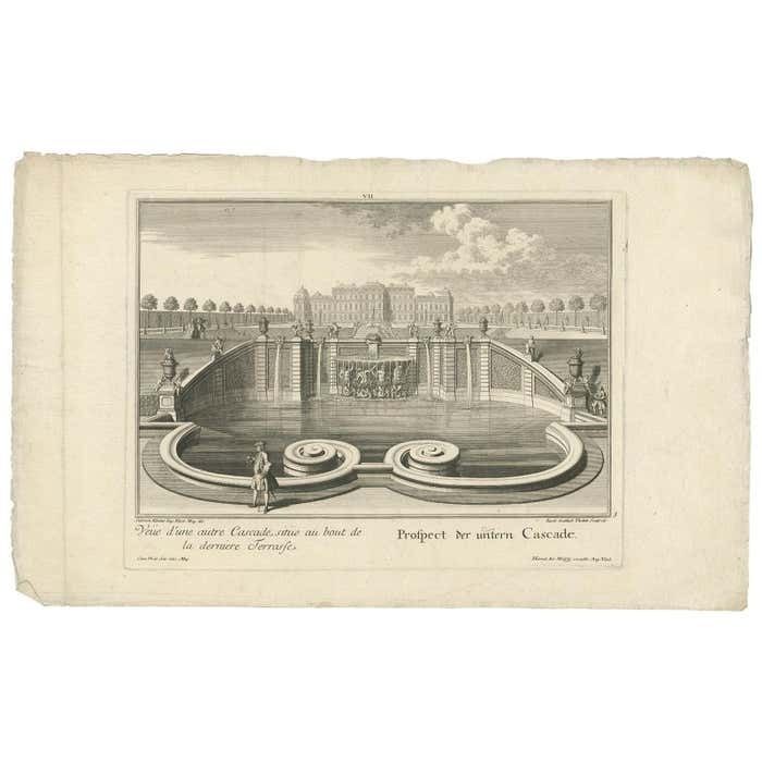 Antique Print Of The Lower Cascade By Wolff '1737'