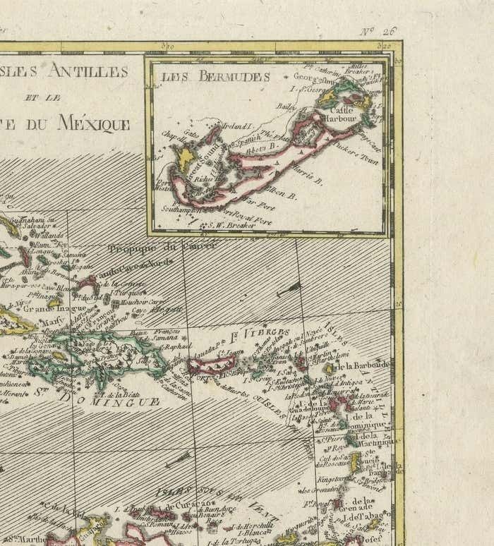 Original Engraving Of The West Indies, Gulf Of Mexico, Antilles, Caribbean, 1780 photo furniture