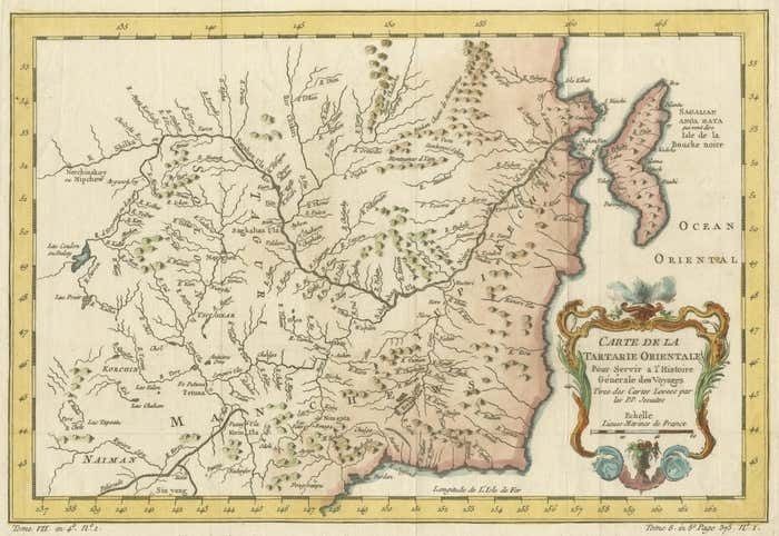 Antique Map Of The Eastern Part Of Tartary photo for sale