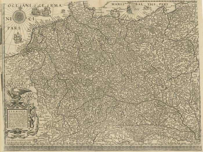 Antique Map Of The German Empire With Decorative Title Cartouche photo for sale