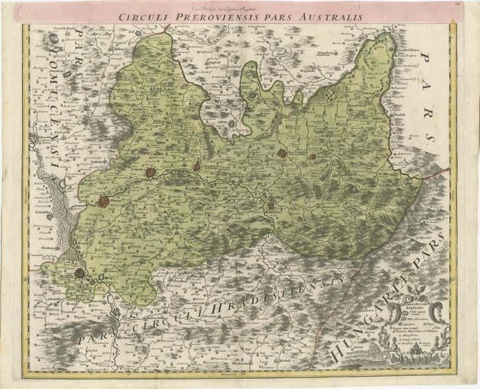 Set Of 2 Antique Maps Covering Part Of Modern Day Czech Republic photo Art