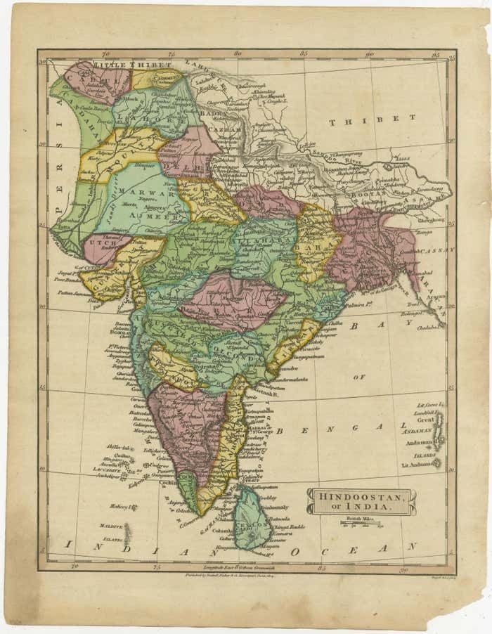 Antique Map Of Hindustan, Or India photo furniture