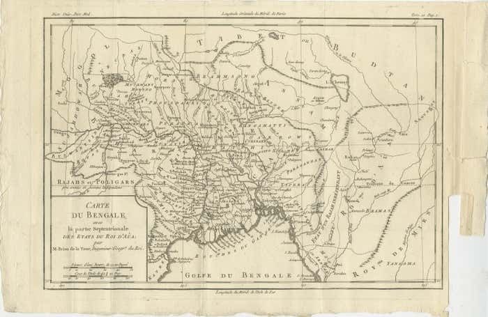 Antique Map Of Of Bengal And The Mouth Of The Ganges River photo furniture