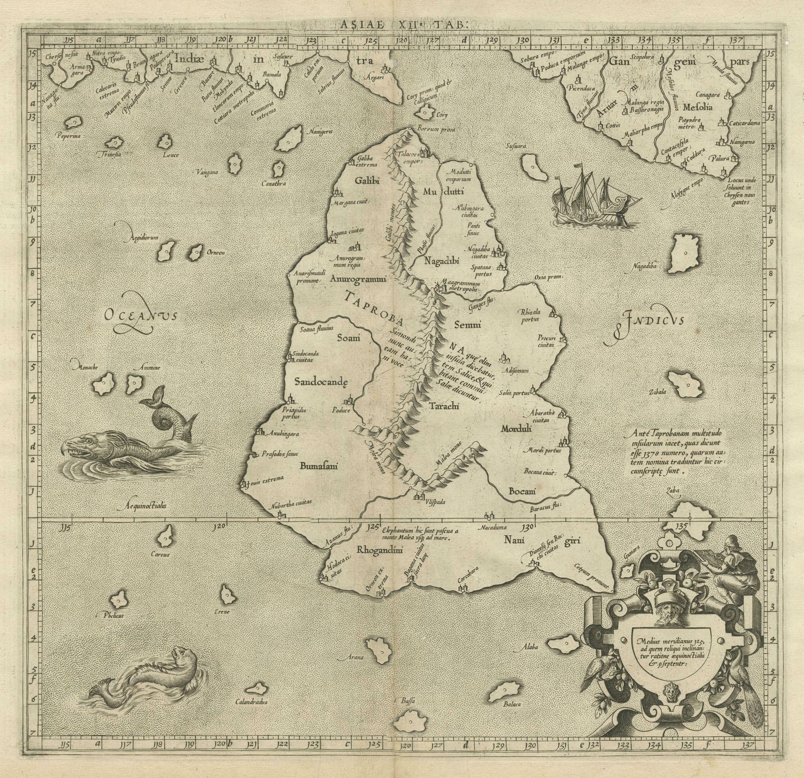 Mercator's Ptolemaic Map Of Taprobana, (Ceylon) Sri Lanka photo for sale