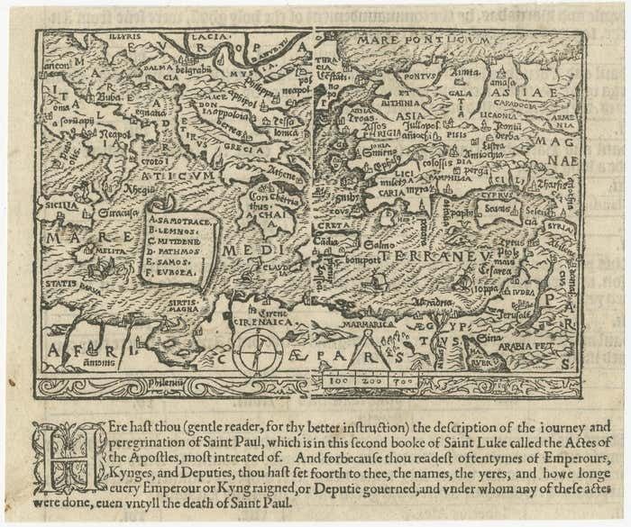 Rare And Interesting Small Antique Woodcut Map Of The Mediterranean photo furniture