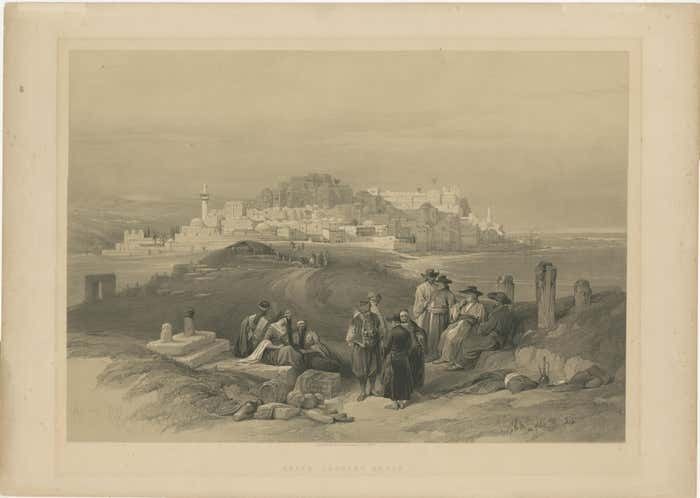 Tinted Lithograph Of The City Of Jaffa photo furniture