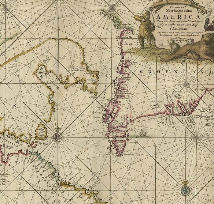 Antique Sea Chart Of Hudson Bay And Arctic Canada By Van Keulen, Circa 1681 photo Art