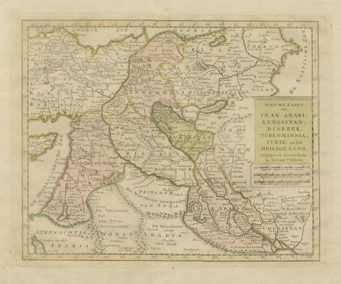 Antique Map Of Eastern Turkey, Caucasus, Israel Through Iraq And Part Of Arabia photo for sale