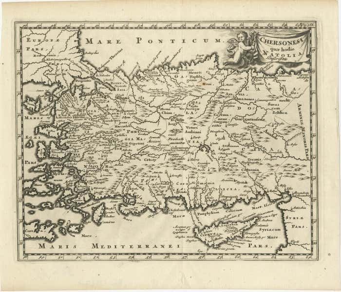 Antique Map Of Asia Minor Including Part Of The Greek Archipelago And Cyprus photo furniture
