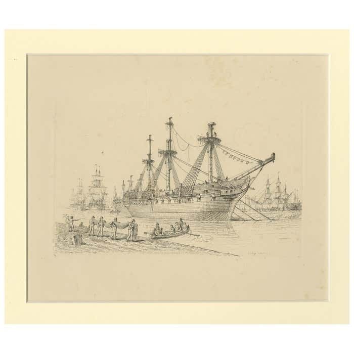 Antique Master Print With A Marine View 'City Canal'