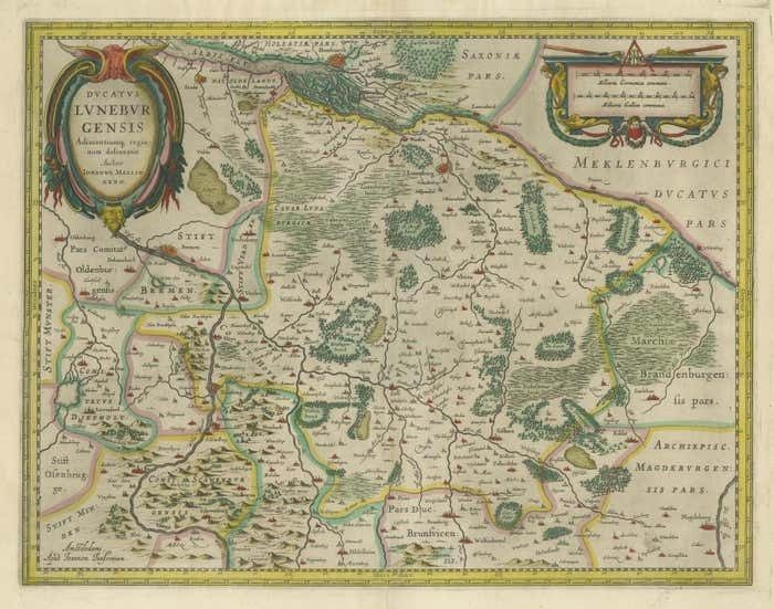 Antique Map Of The Duchy Of Lüneburg, Lower Saxony, Germany photo for sale