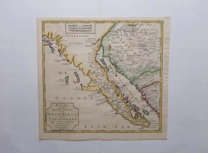 Original Antique Map Of The Western Part Of New Mexico & California photo for sale