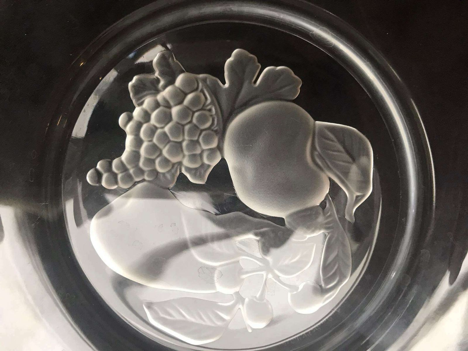 Val Saint Lambert Salad Plate Intaglio Fruits Brussels Pattern Glass Belgian Crystal Replacement Art Glass Gift Clear Table Decor photo furniture