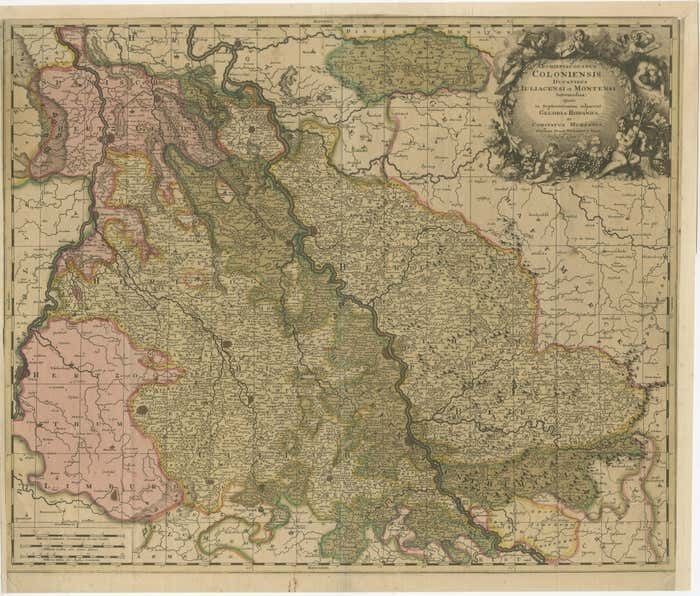 Antique Map Of Cologne With The Duchies Of Jülich And Berg, Germany photo furniture