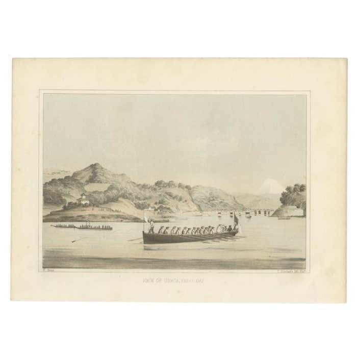 Antique Print Of Uraga In Japan By Hawks, 1856