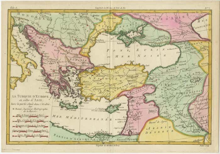Antique Map Of The Eastern Mediterranean And The Balkans photo furniture